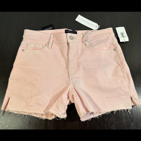 Sanctuary Cherry Blossom Midi Slit Distressed Denim Shorts Pink Size 28 - Picture 2 of 16